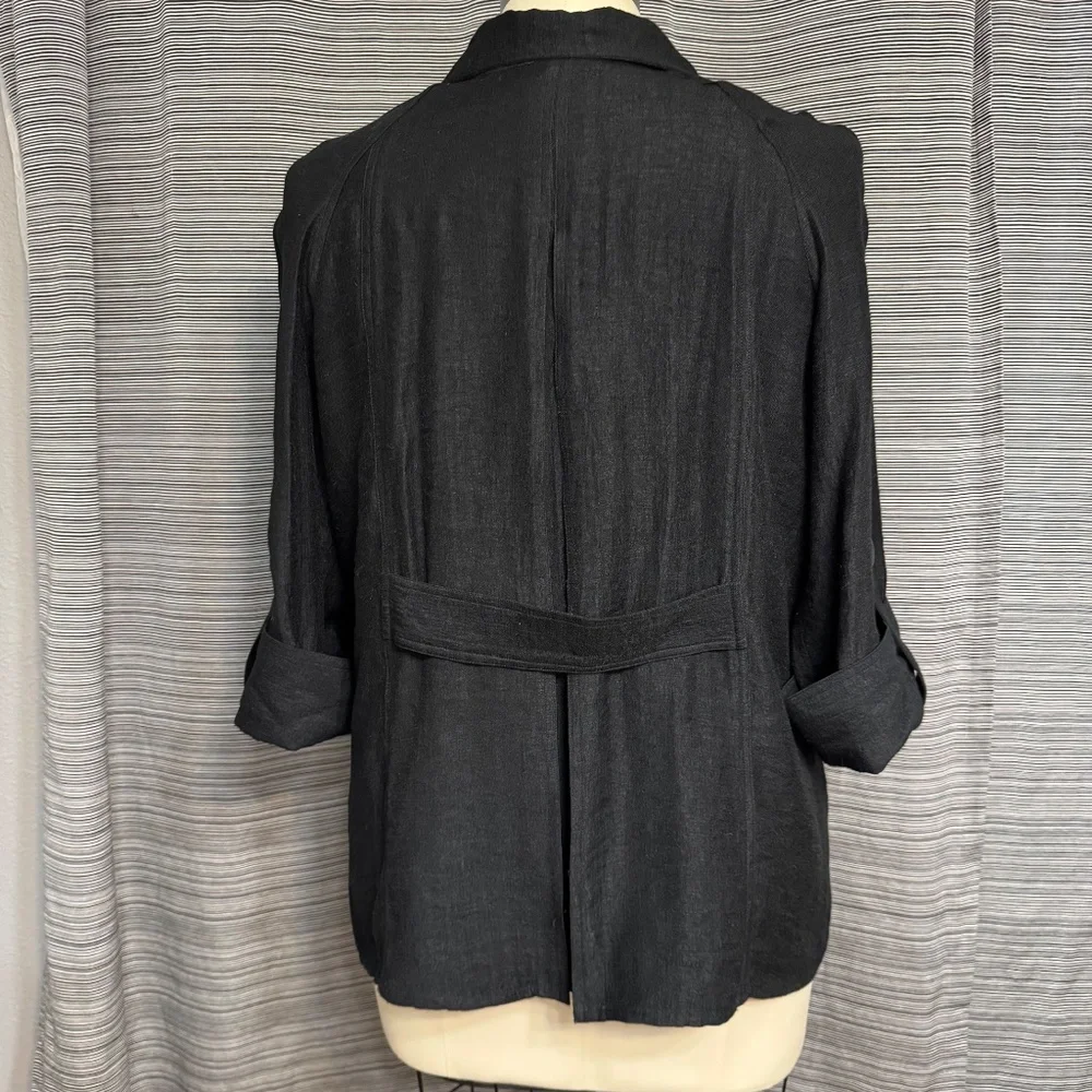 Norm Thompson Vintage Women’s Black Roll Sleeve Utility Blazer Plus Size 1X - Picture 2 of 8